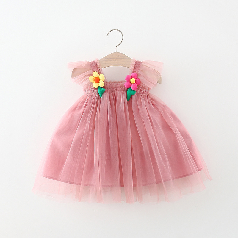 Flounced Sleeve Baby Girl Pettiskirt Princess Dress 6