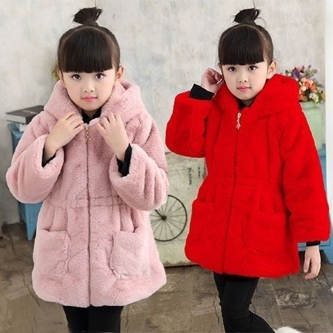 Plush Padded Children's Wool Sweater Coat - Image 3