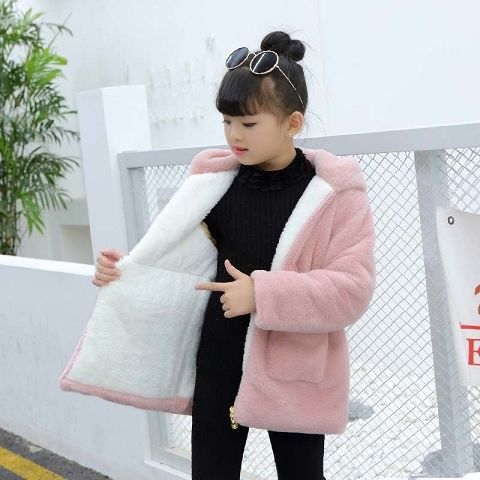 Plush Padded Children's Wool Sweater Coat - Image 4