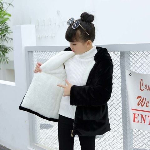 Plush Padded Children's Wool Sweater Coat - Image 5