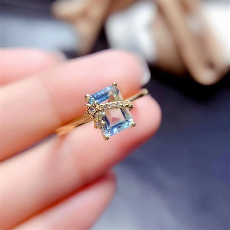 Natural Sky Blue Topaz Ring Image 1