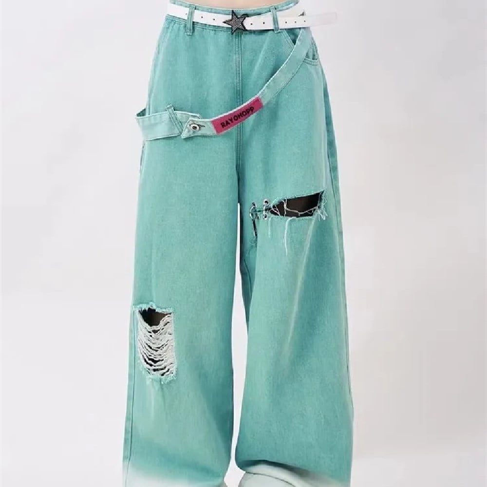American Retro Tattered Jeans Image 4