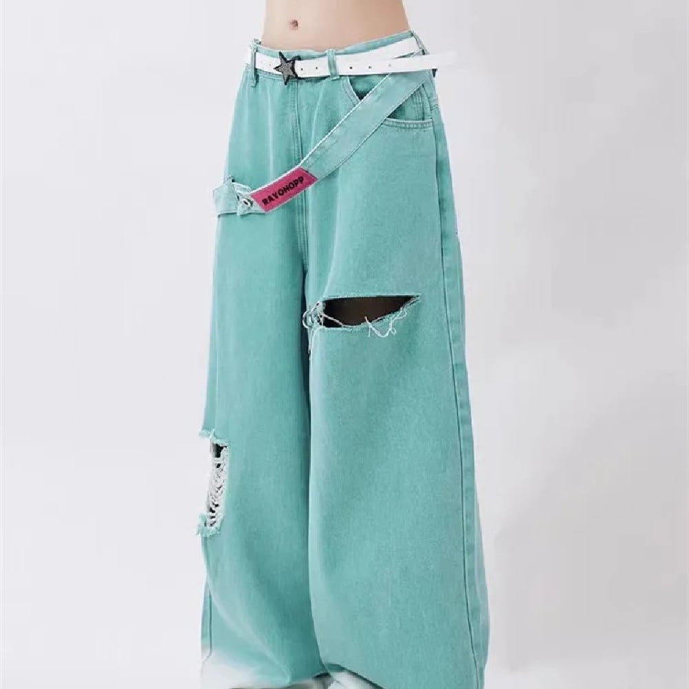 American Retro Tattered Jeans Image 5