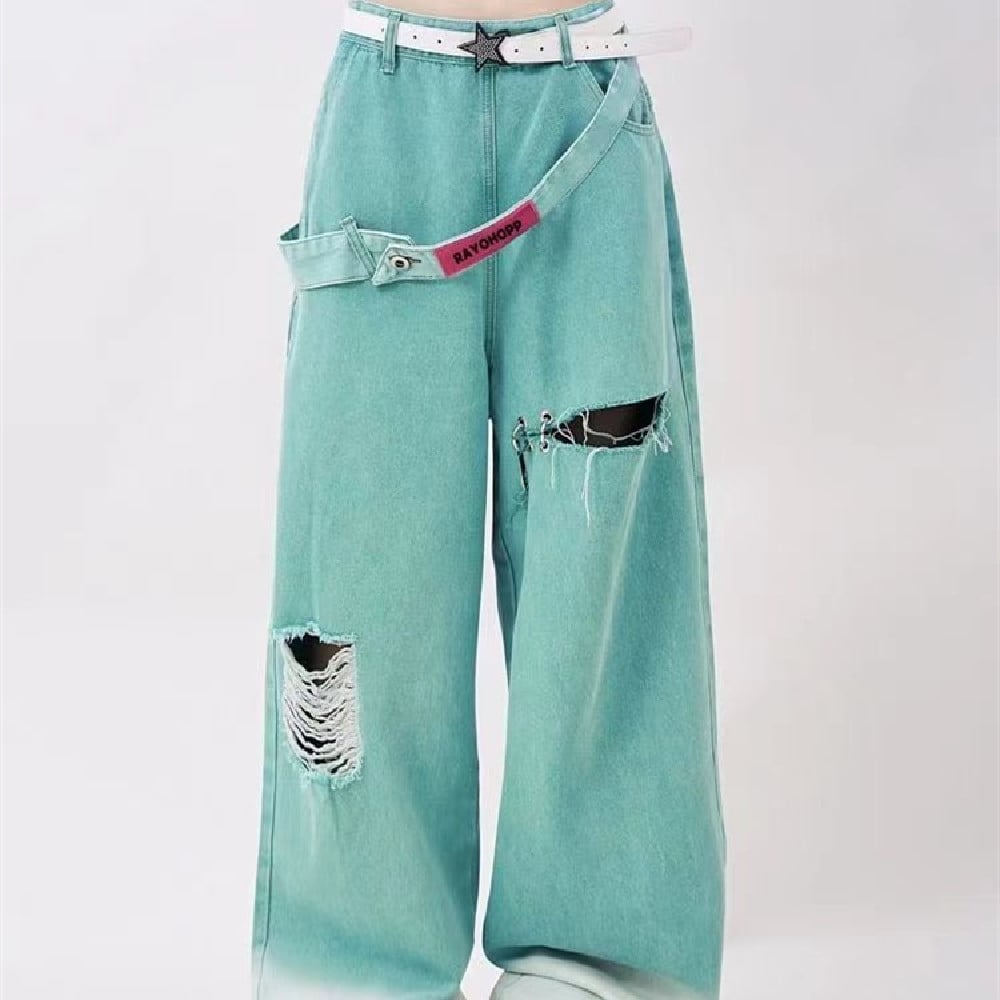 American Retro Tattered Jeans Image 6
