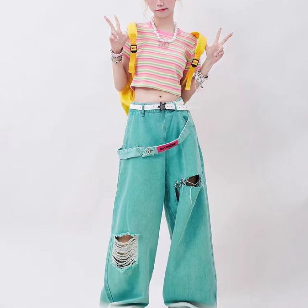 American Retro Tattered Jeans Image 2