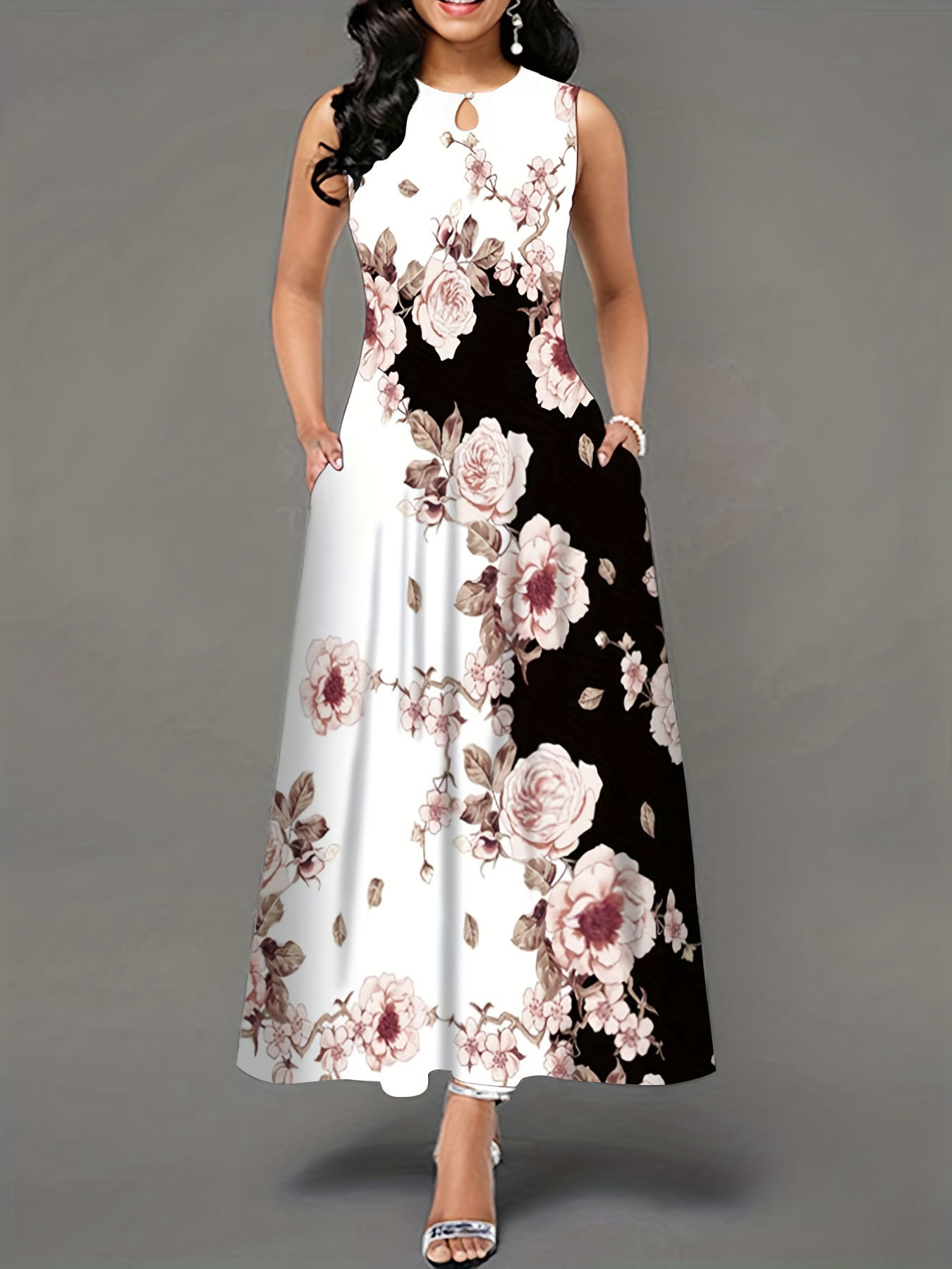 Fashion Round Neck Printed Dress Image 3