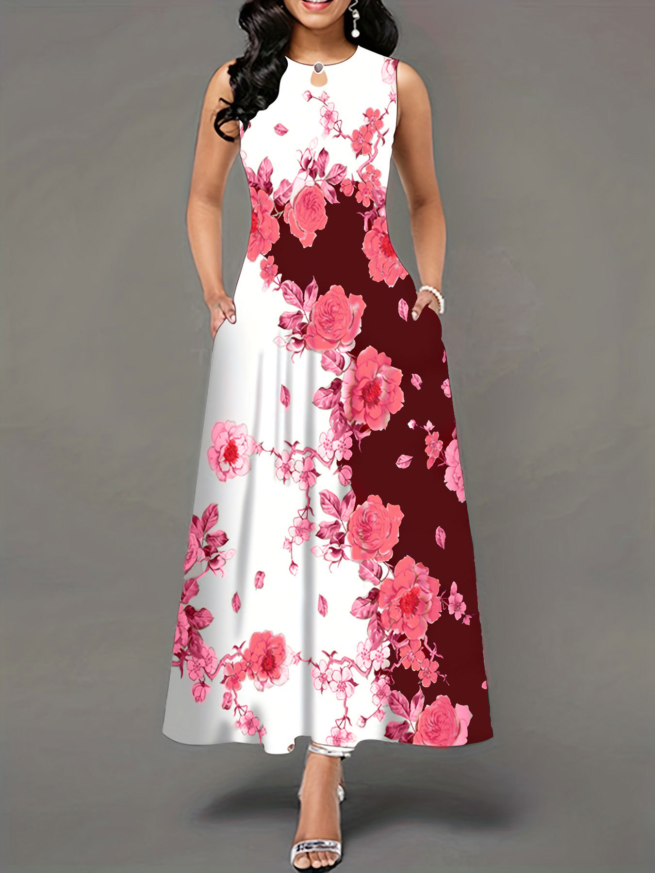 Fashion Round Neck Printed Dress Image 5