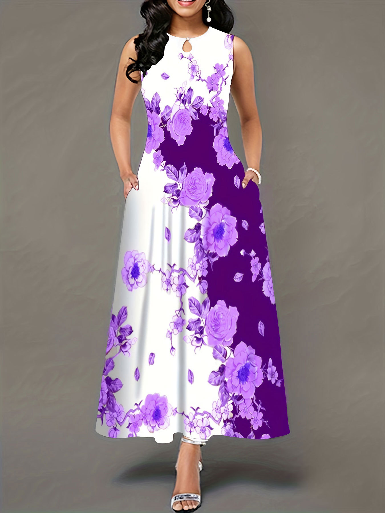 Fashion Round Neck Printed Dress Image 4