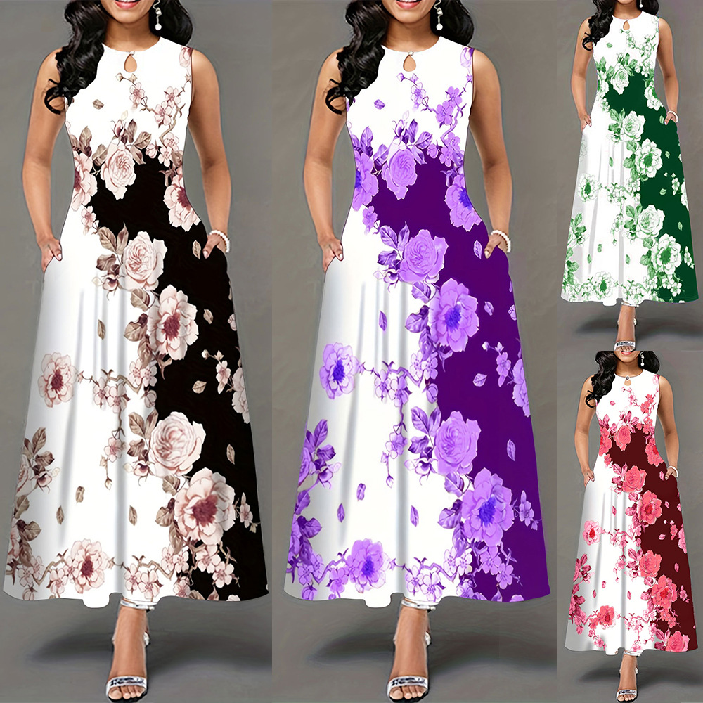Fashion Round Neck Printed Dress Image 2