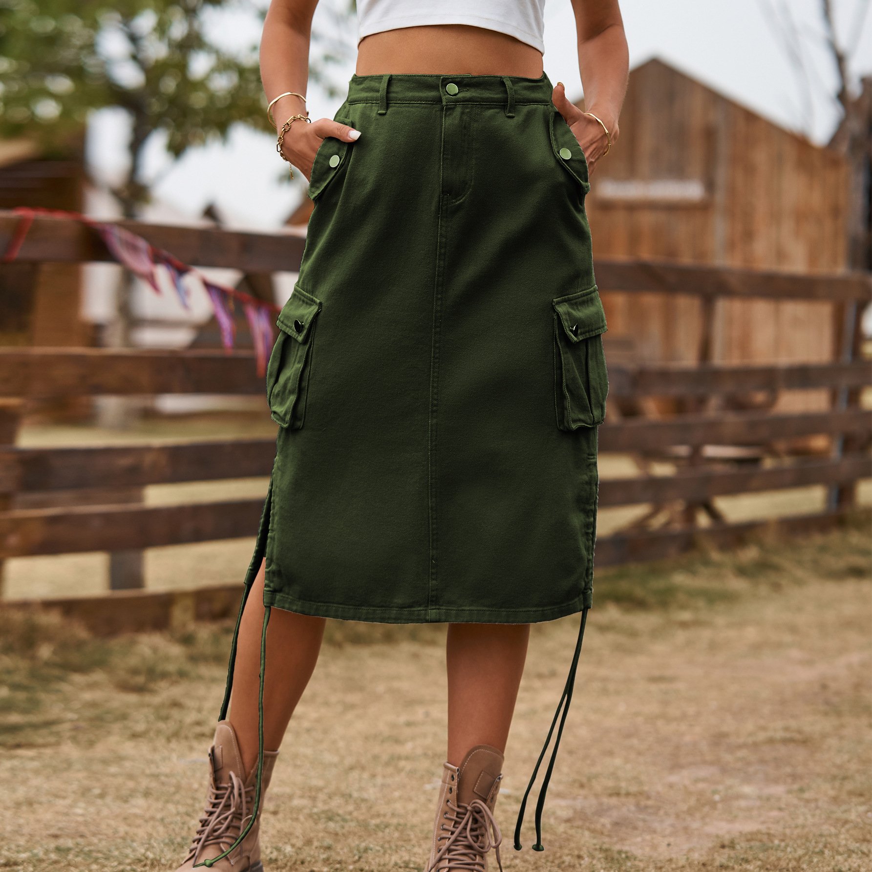 Women's Denim Lace-up Skirt - Image 5
