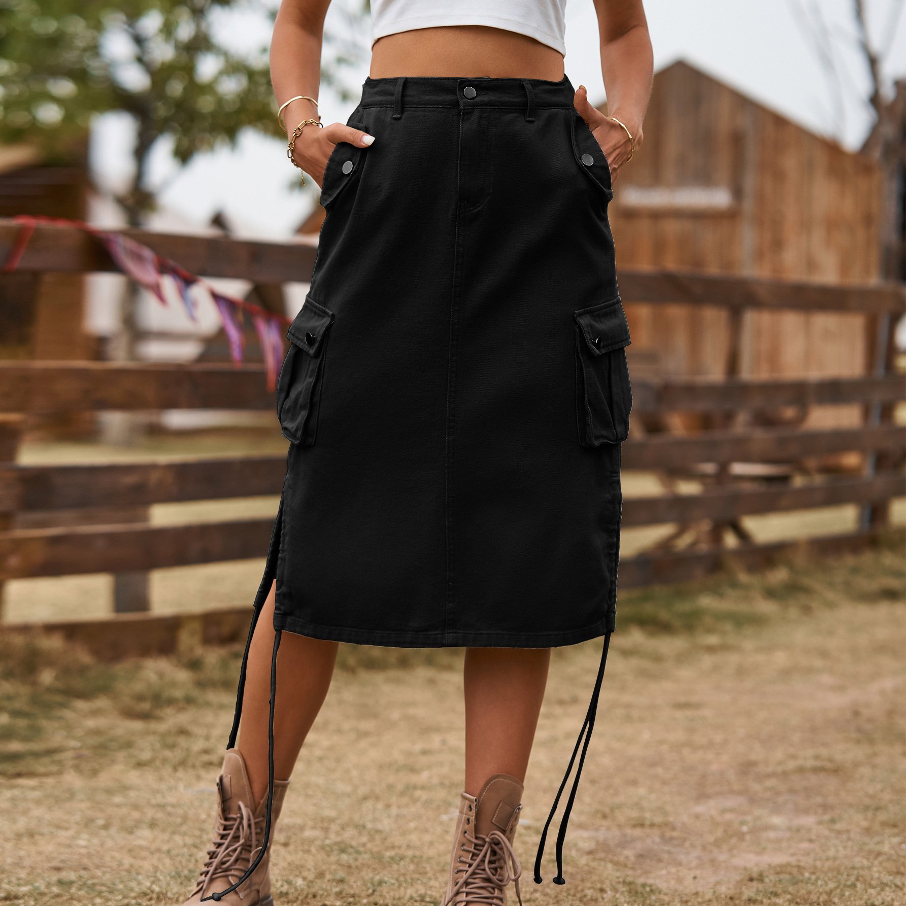 Women's Denim Lace-up Skirt - Image 9