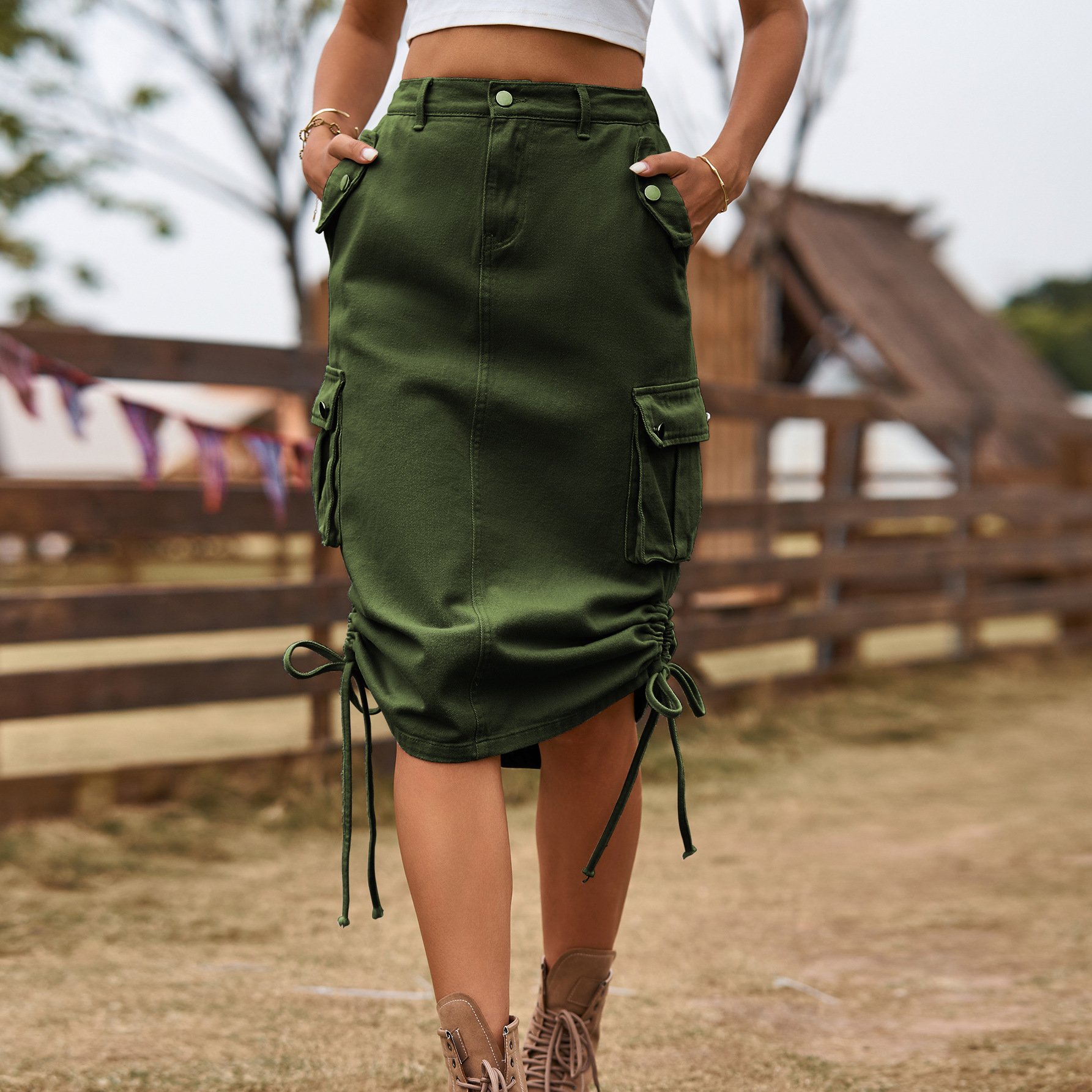 Women's Denim Lace-up Skirt - Image 6