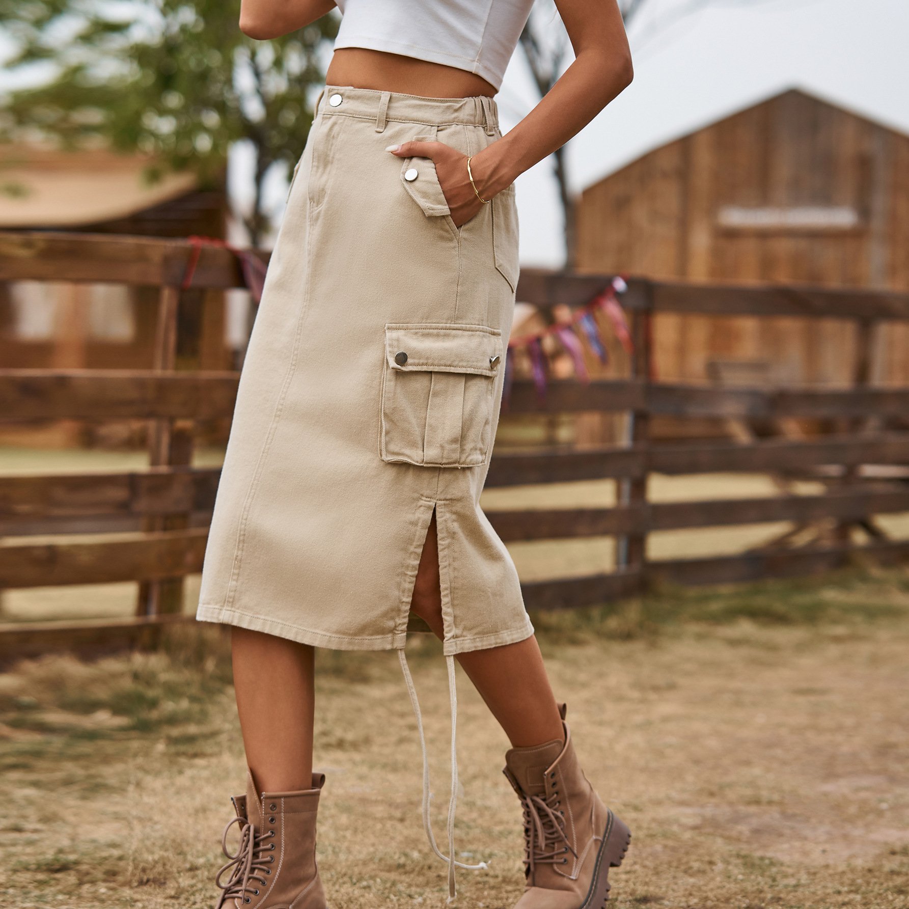 Women's Denim Lace-up Skirt - Image 2