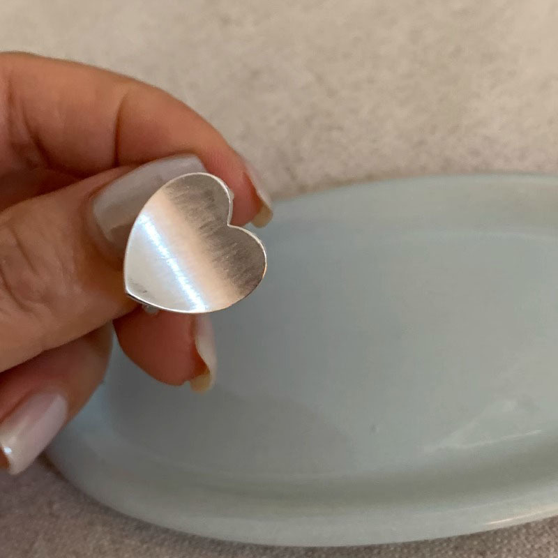 Brushed Frosted Heart Cross Ring Image 4