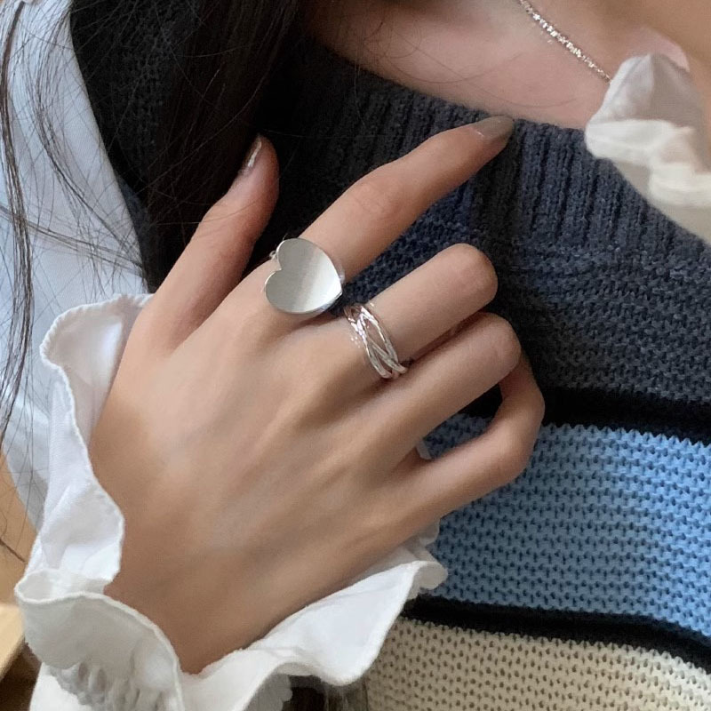 Brushed Frosted Heart Cross Ring Image 5