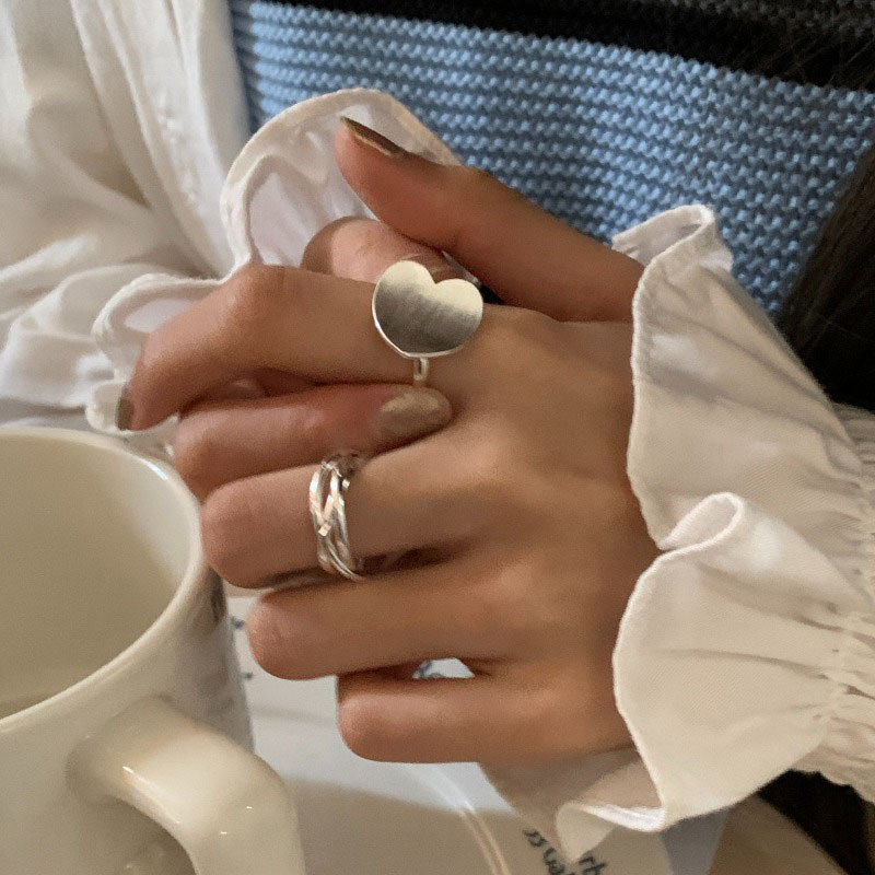 Brushed Frosted Heart Cross Ring Image 2