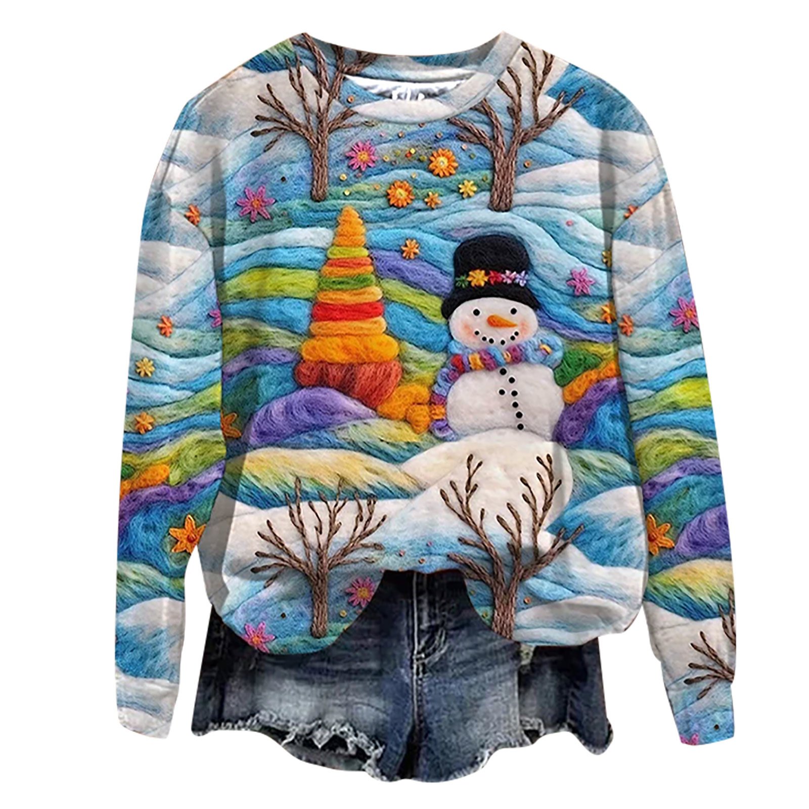 Christmas Street Fashion Round-neck Shirt Top Image 3