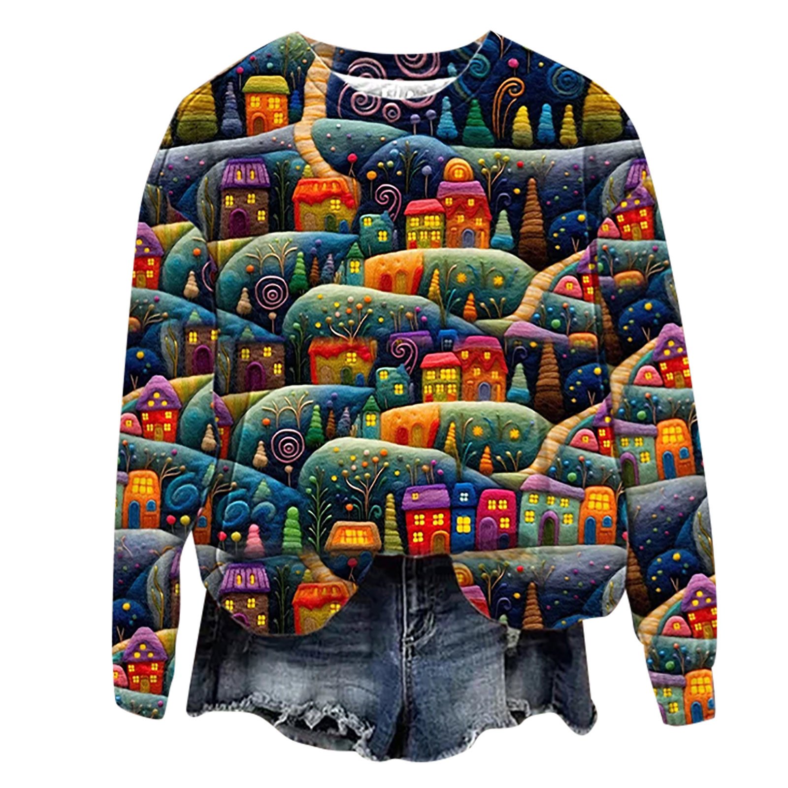 Christmas Street Fashion Round-neck Shirt Top Image 5