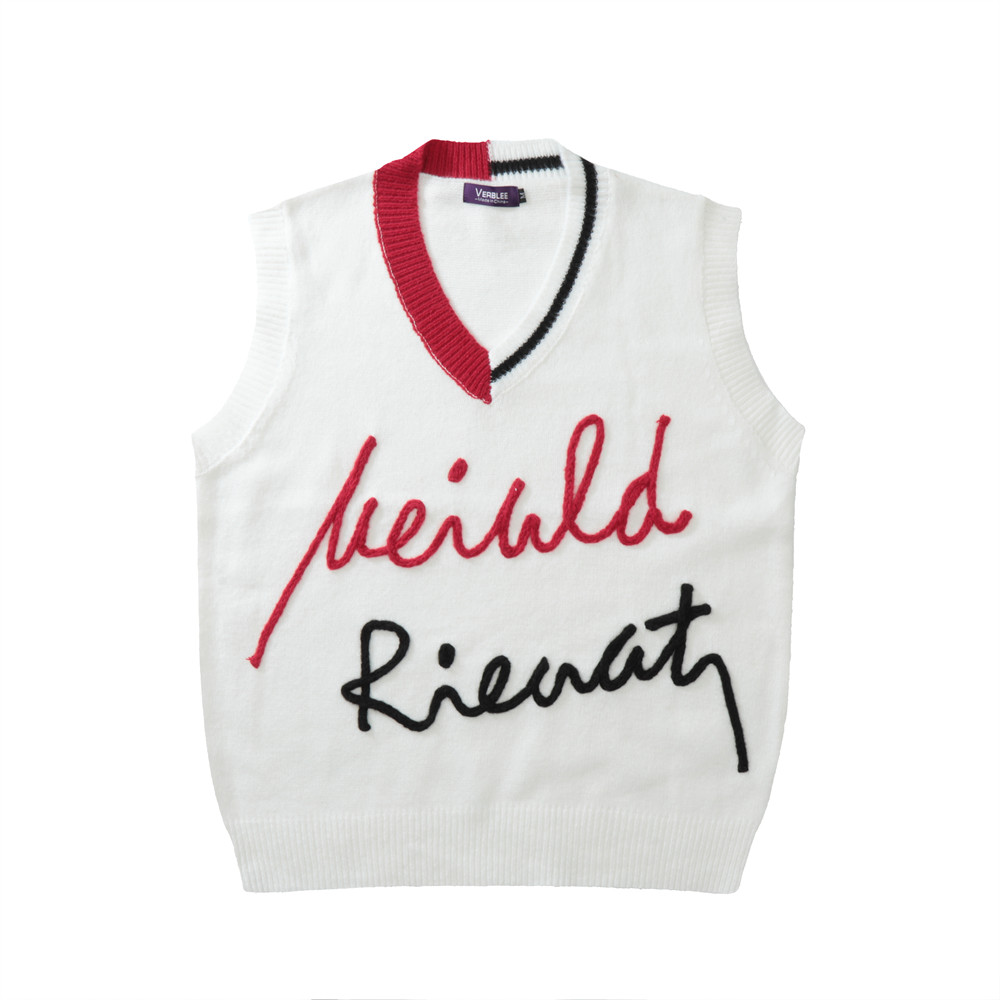 Contrast Color V-neck Sweater Vest - Image 12