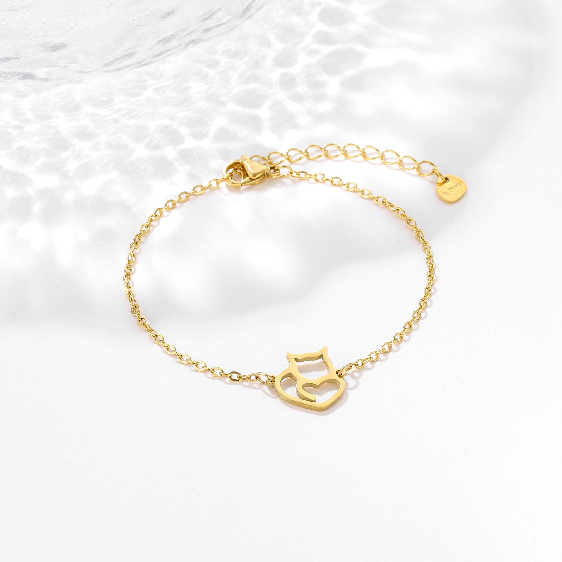 Stainless Steel Kitten Bracelet Gold