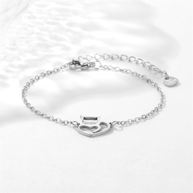 Stainless Steel Kitten Bracelet Stylish Accessory