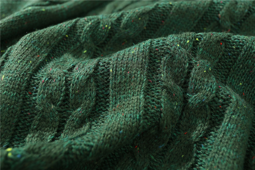 Pure Color Jacquard Twist Ripped Sweater