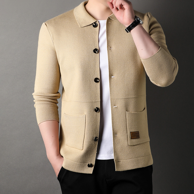 Men's Cardigan in Apricot