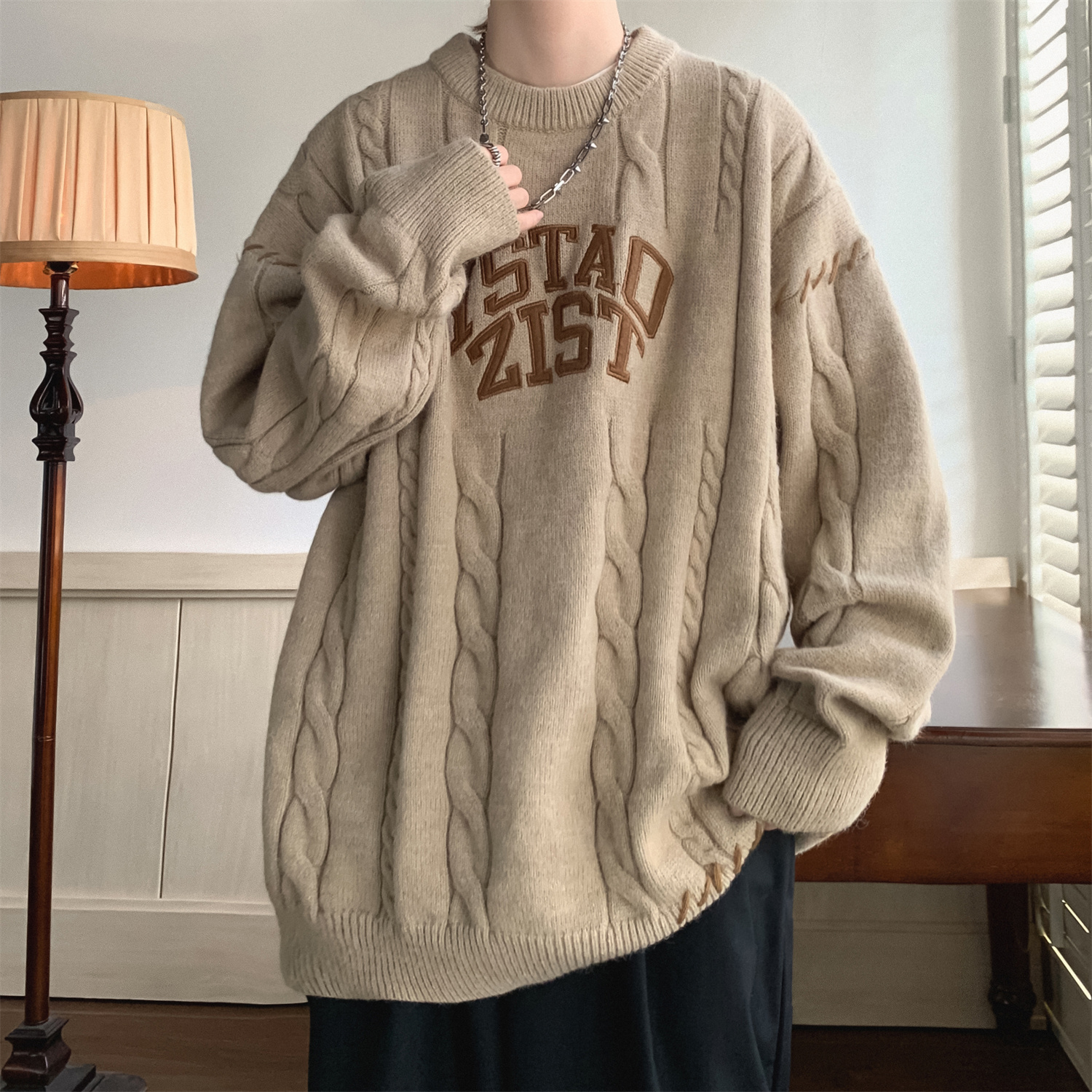 Men's Lazy Sweater Thick Twist Coat Image 1