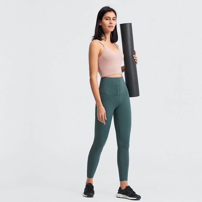 Nude high waist yoga pants - lifestyle shot