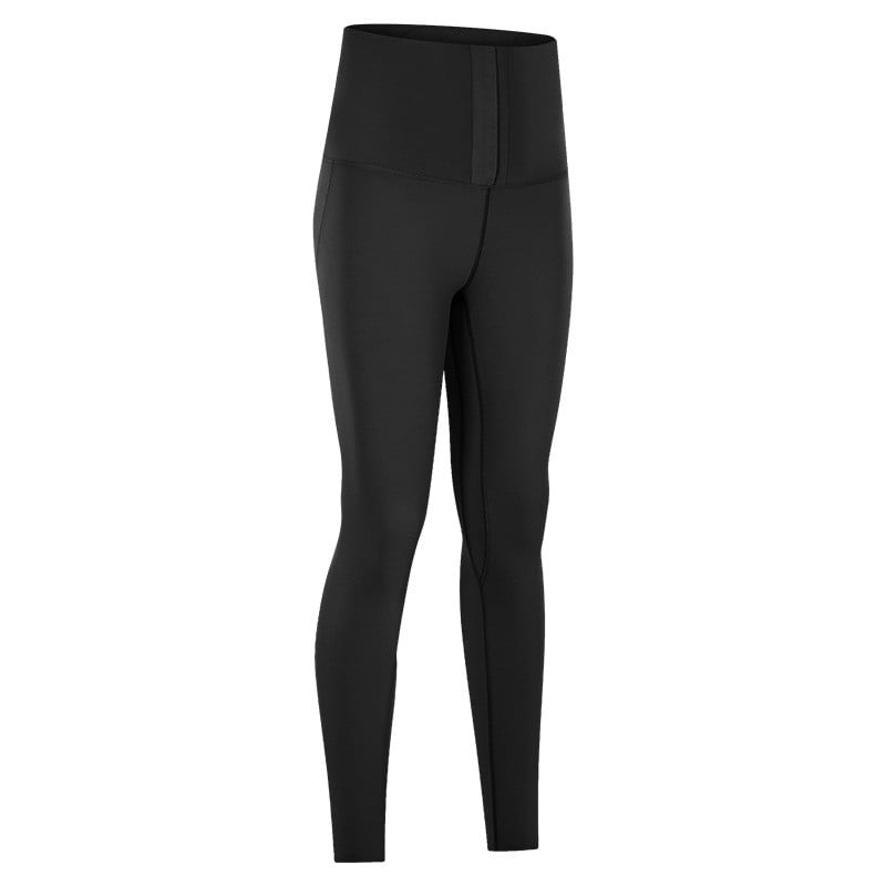Nude high waist yoga pants - front view