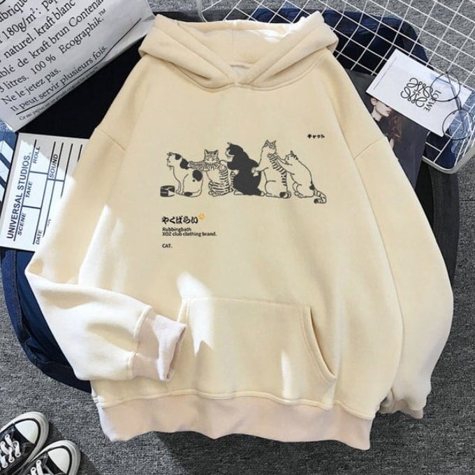 Sudadera con Capucha de Gatito Enojado para Mujer - Gris