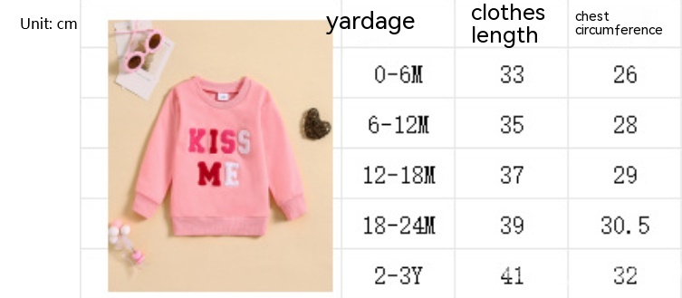 Girls' Letter Towel Embroidered Sweater