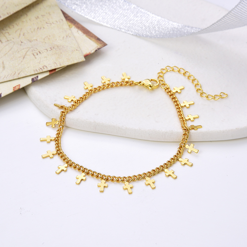 Elegant Pentagram Cross Peach Heart Bracelet