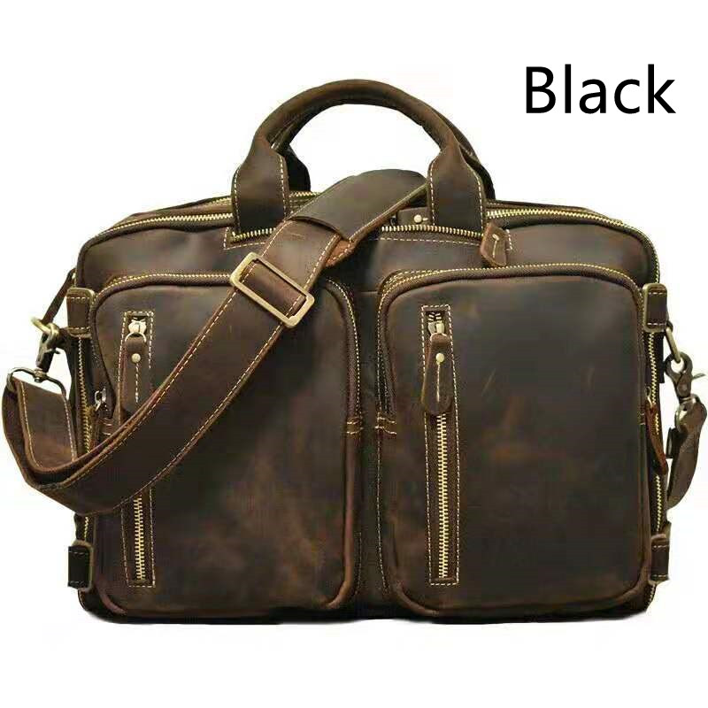 Classic Black Leather Messenger Bag