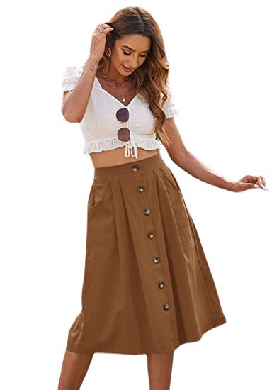 Skirt Casual Button Women's Clothing - Image 2