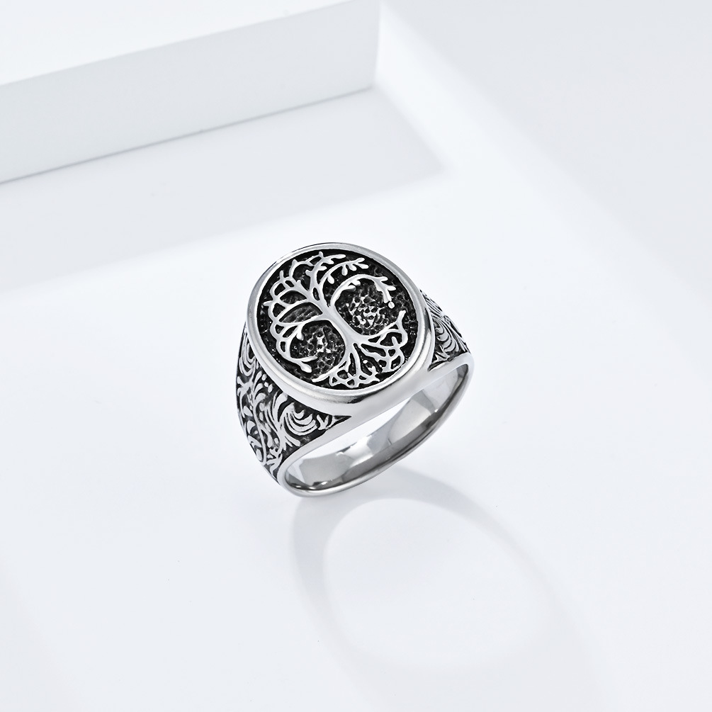 Retro Style Tree Of Life Titanium Steel Ring