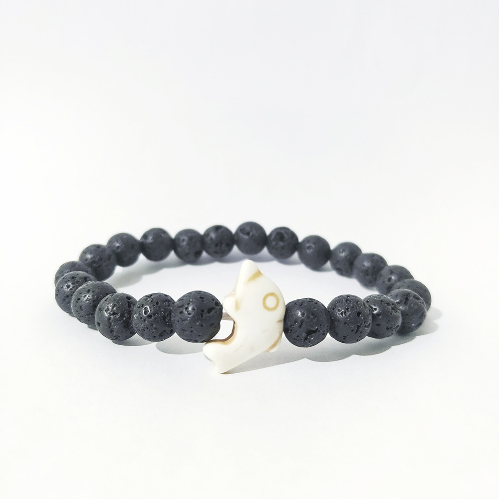 Dolphin Volcanic Rock Elastic Bracelet 5