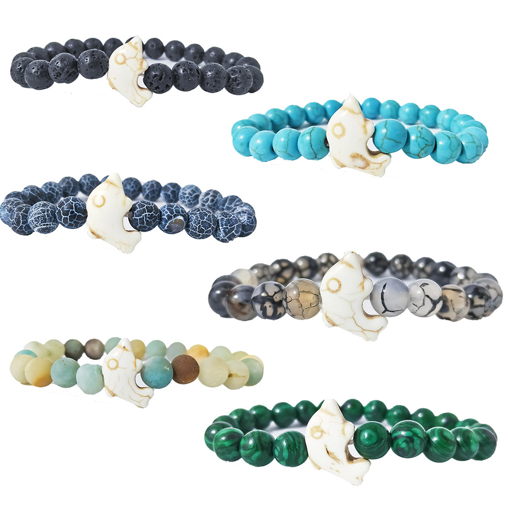 Dolphin Volcanic Rock Elastic Bracelet 1