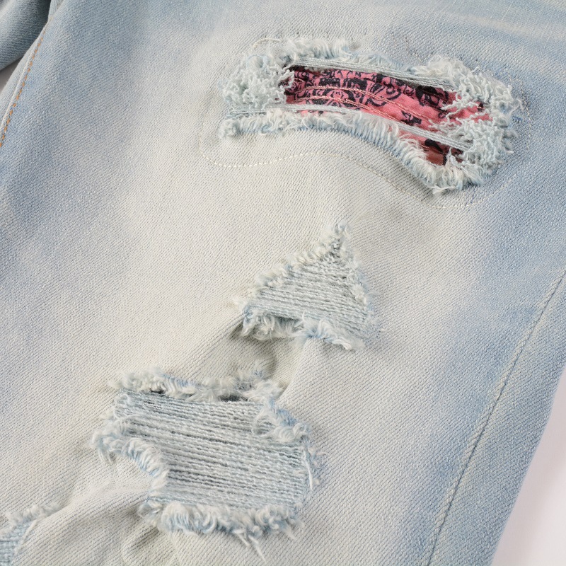 Men's High Street Paisley Light Blue Jeans - Casual Outfit