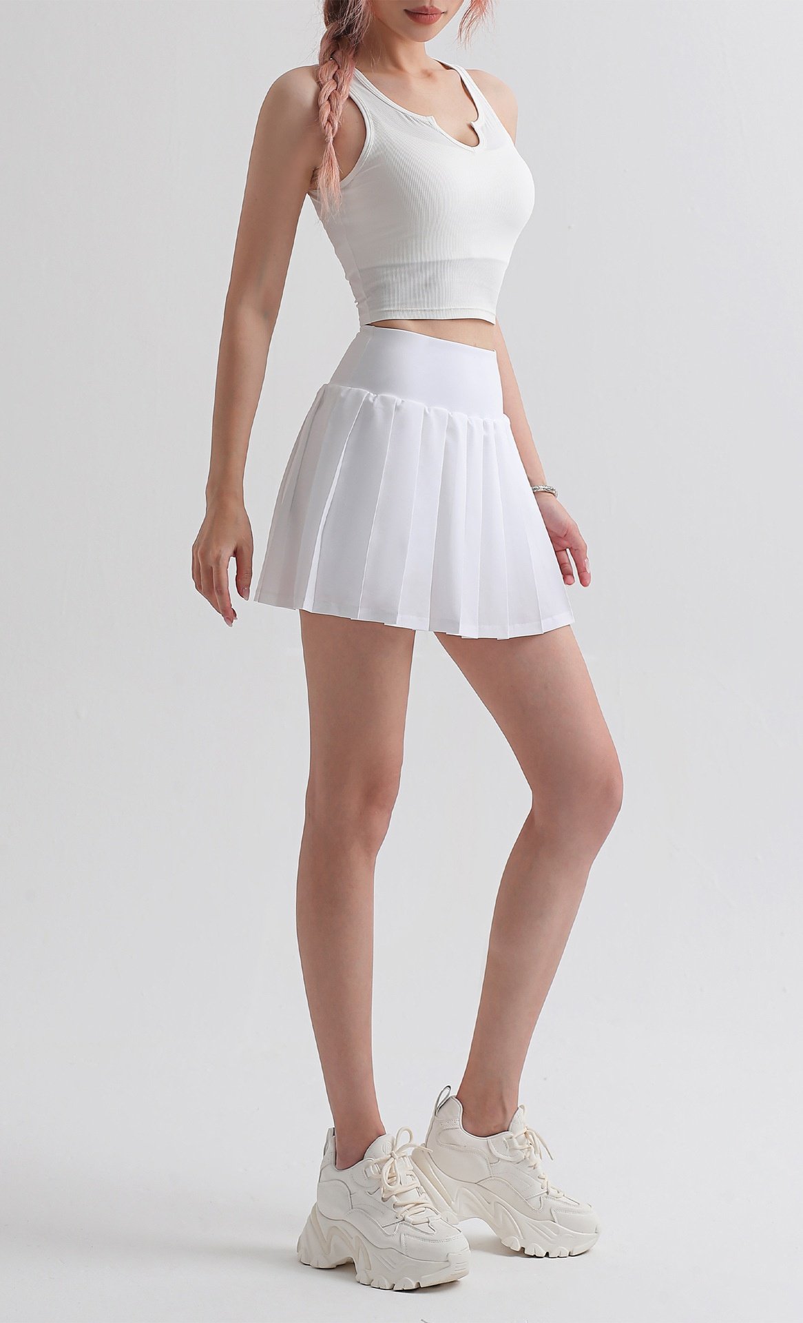 Pleated Anti-exposure One-piece Fitness Running Sports Skirt