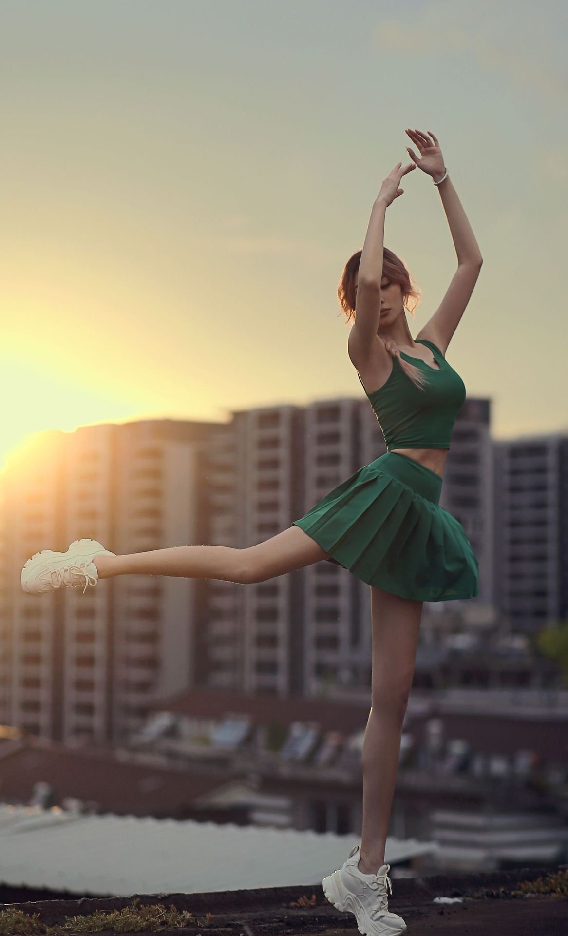 Pleated Anti-exposure One-piece Fitness Running Sports Skirt