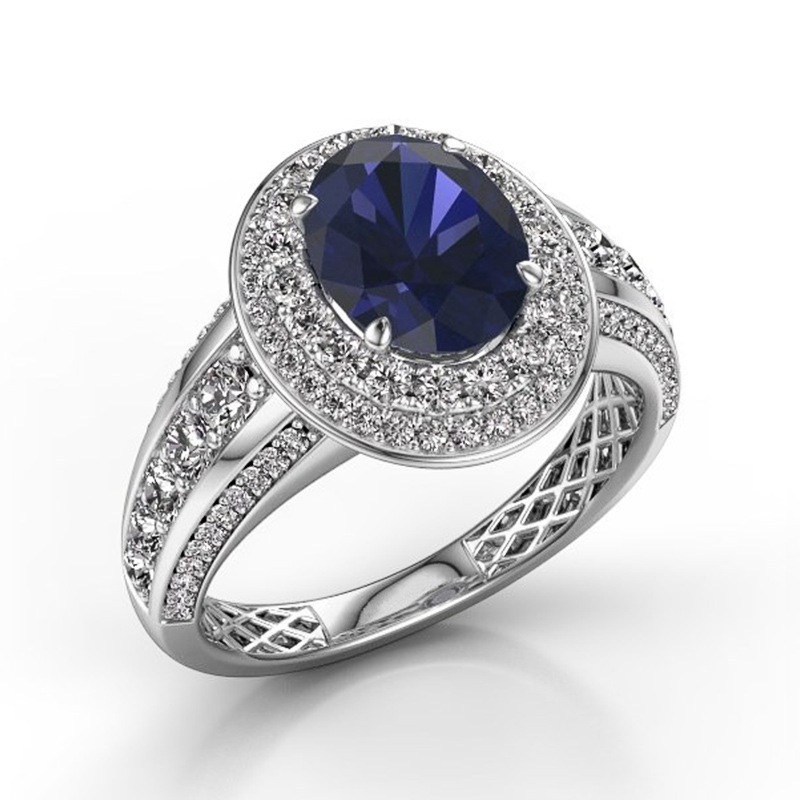 Classic Inlaid Four-claw Sapphire Goddess Ring 2