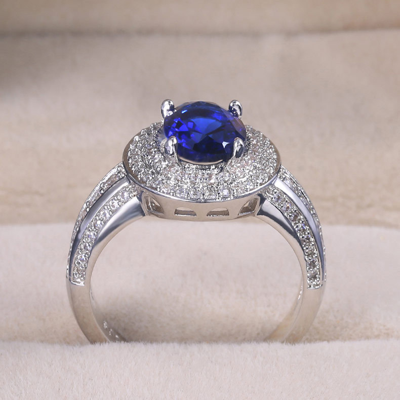 Classic Inlaid Four-claw Sapphire Goddess Ring 5