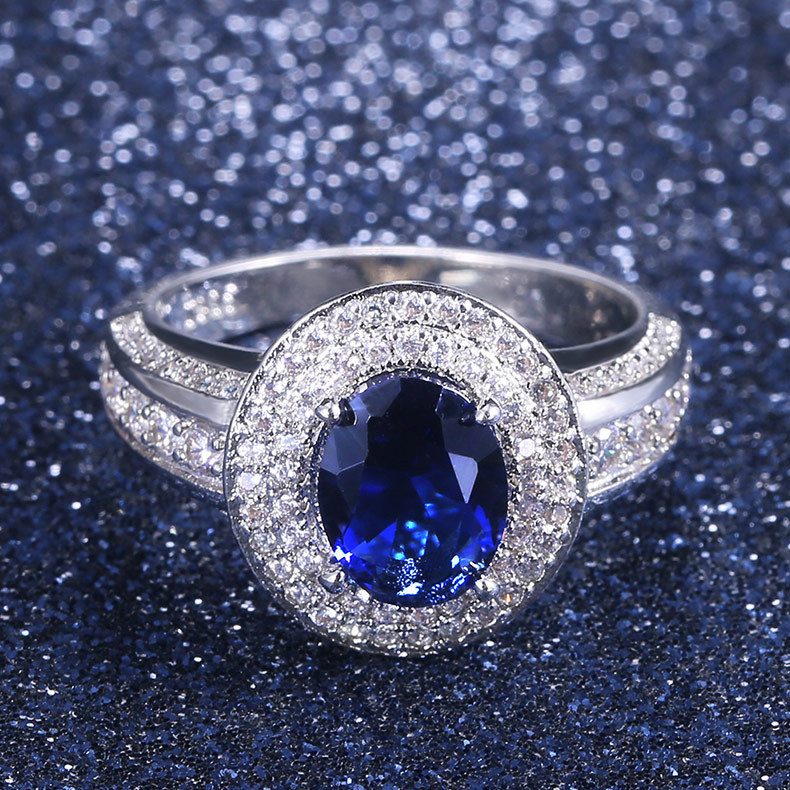Classic Inlaid Four-claw Sapphire Goddess Ring 4