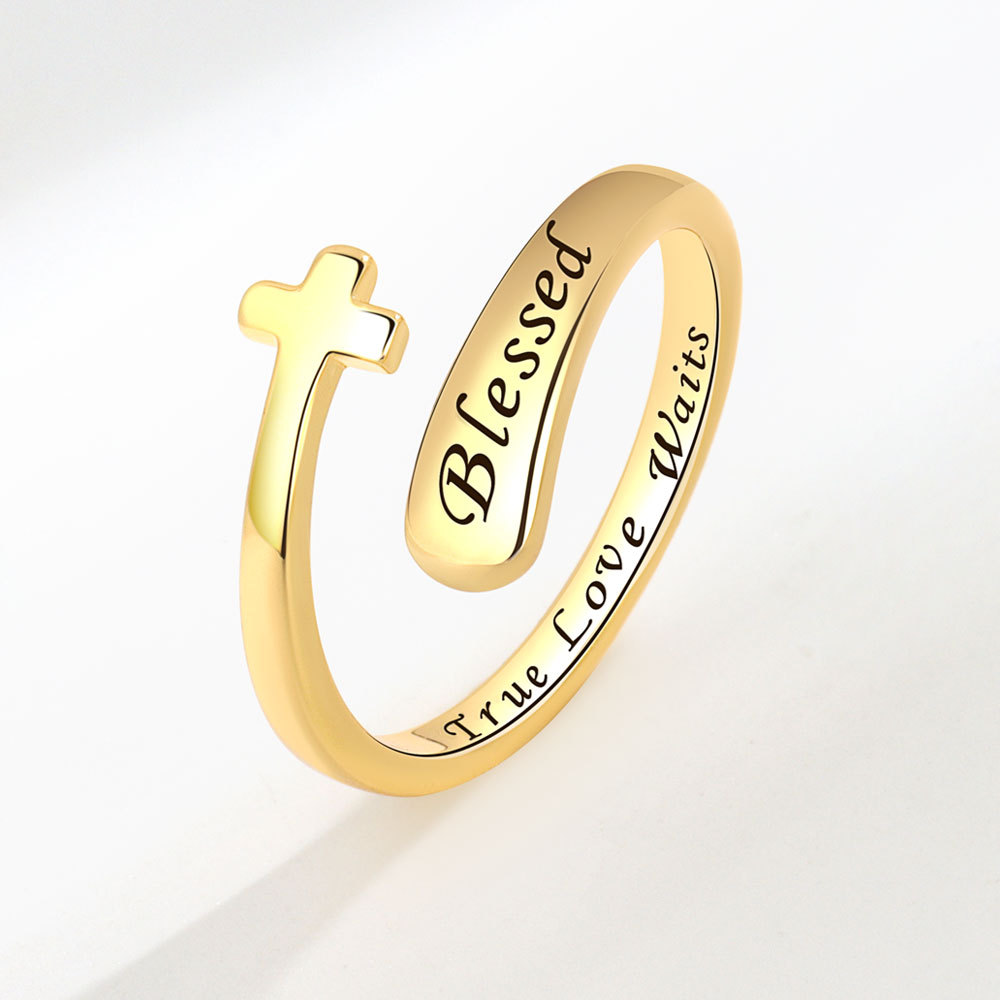 Cross Letter Women's Simple English Ring - Image 6