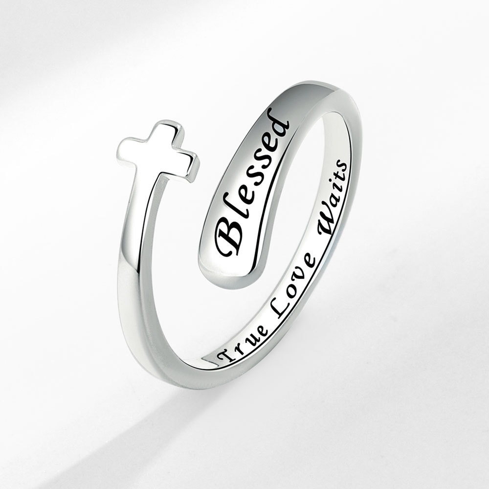 Cross Letter Women's Simple English Ring - Image 3