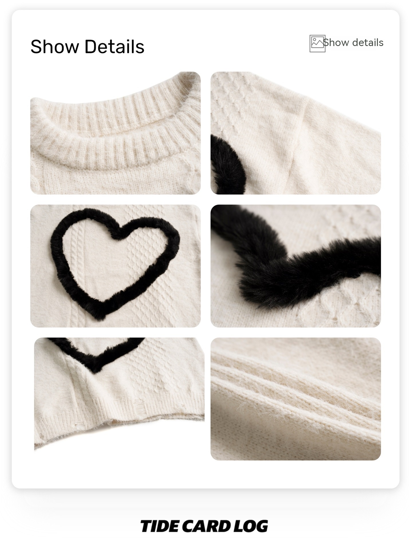 Simple Contrast Color Three-dimensional Velvet Love Sweater Image 6