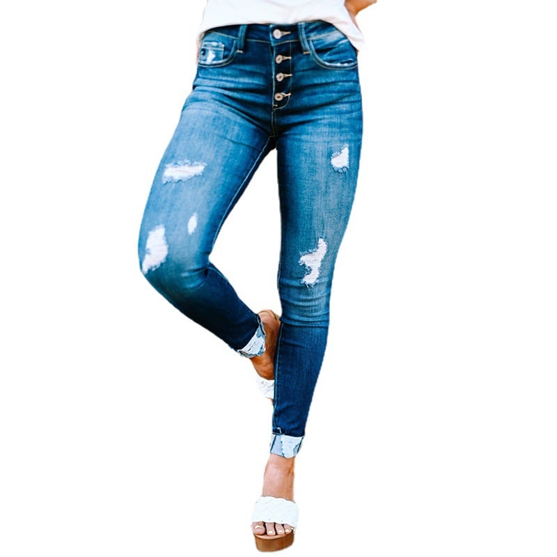 Fashion Holes Skinny Jeans Image 6