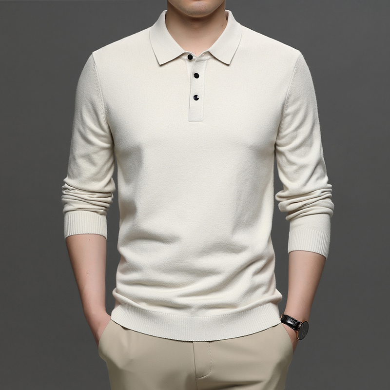 Men's Casual Business Lapel Wool T-shirt Image 2