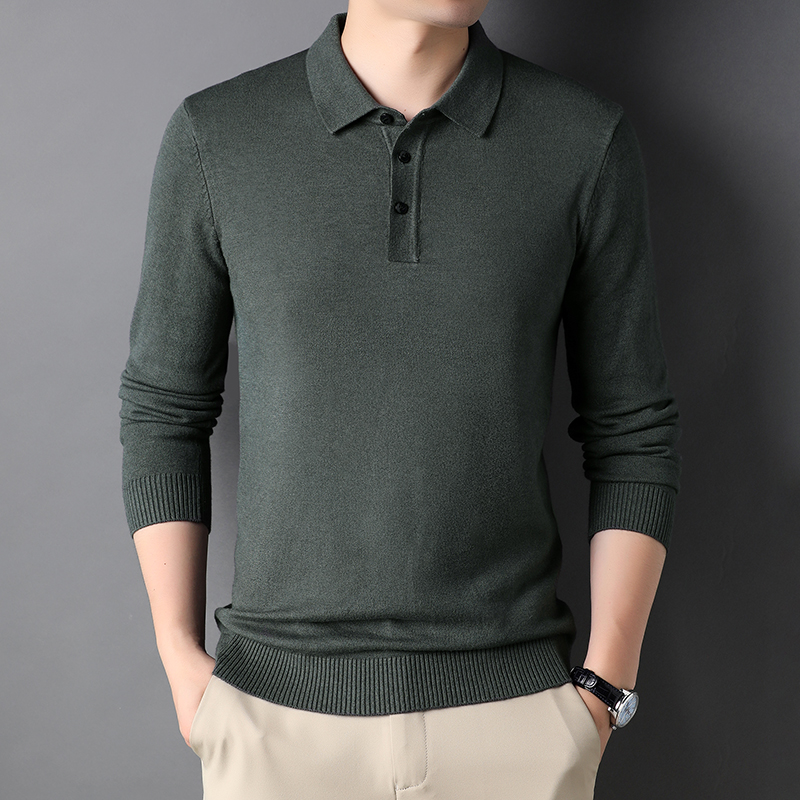 Men's Casual Business Lapel Wool T-shirt Image 6